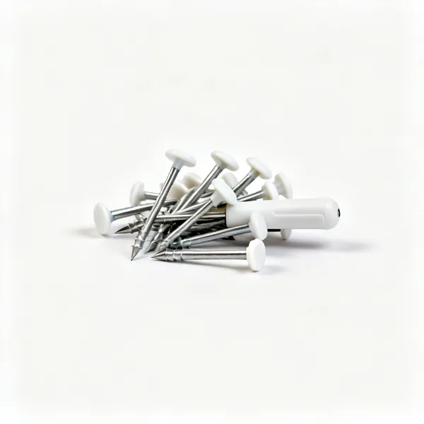 Polytop nails: A handful of white polytop stainless fascia fixing nails
