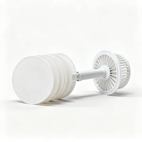 Circular soffit vents: Several round white plastic soffit ventilation discs