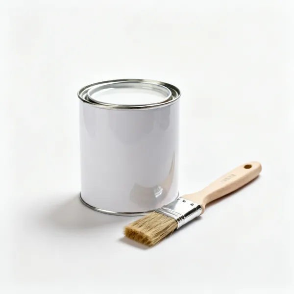 A tin of clear timber preservative with a brush beside it
