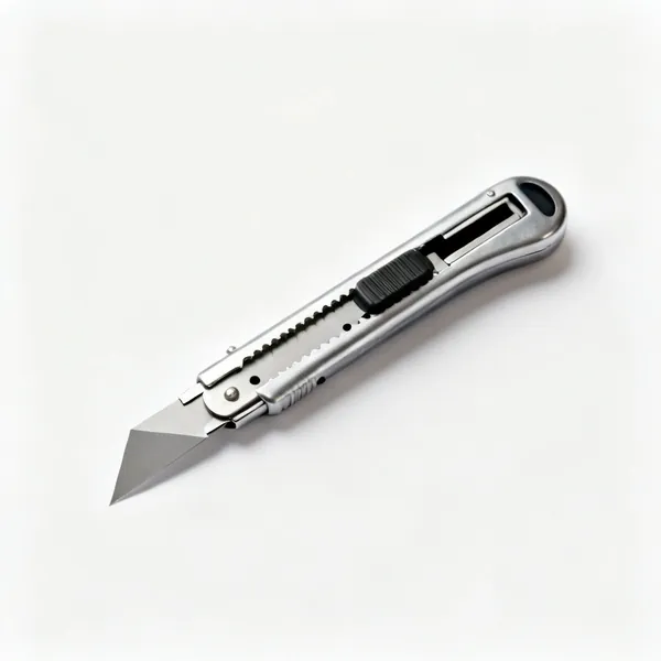A metal bodied utility knife with a retractable trapezoid blade