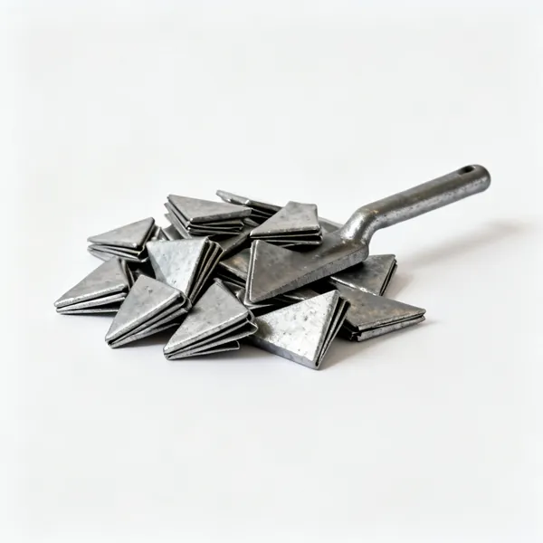 A handful of small folded lead wedges