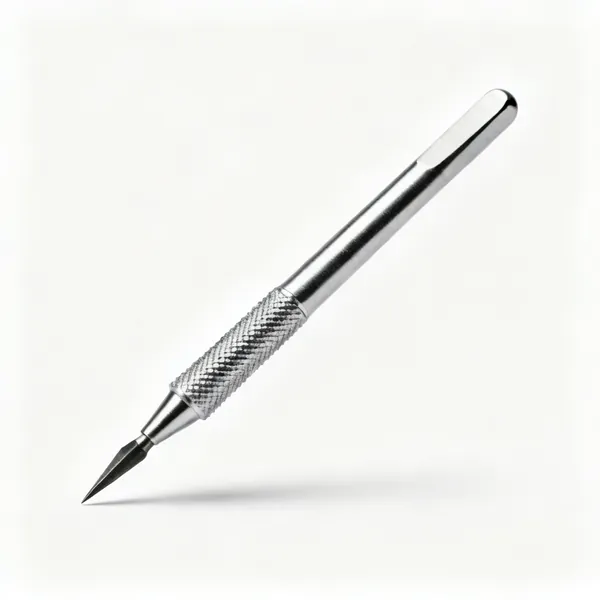 Lead scriber: A metal scriber with a knurled body and a sharp hardened steel point