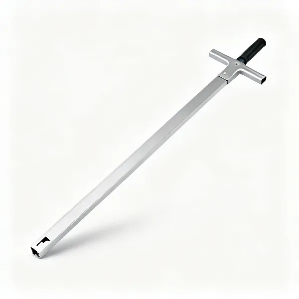 A long aluminium straight edge with a T section profile