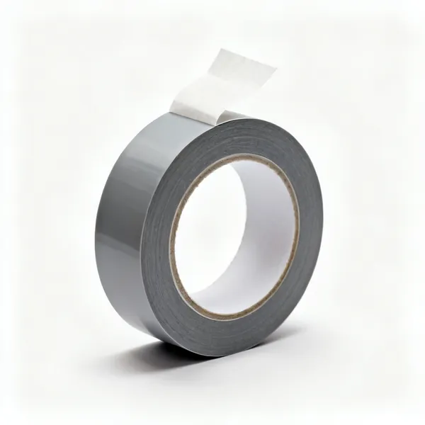 A roll of grey butyl sealing tape with a paper backing partly unwound