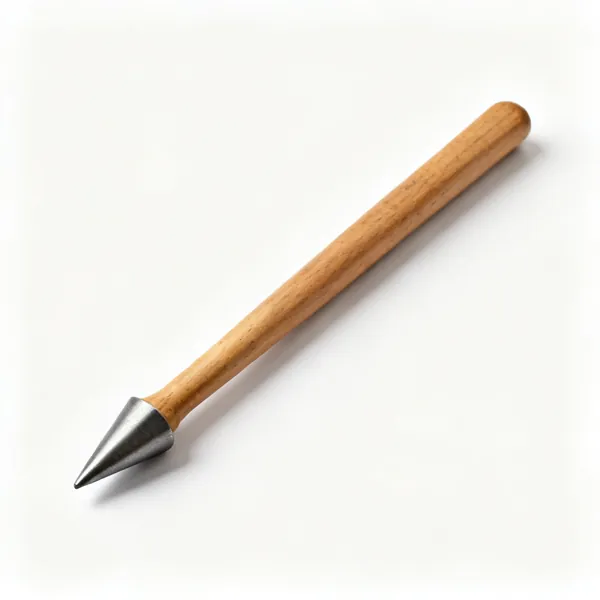 A shaped hardwood sheet metal dressing stick with a tapered end