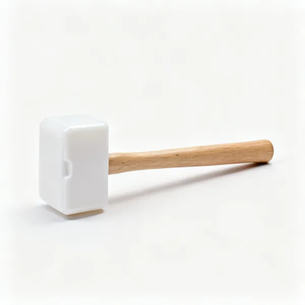 Nylon mallet: A nylon faced mallet with a white plastic head and a wooden handle