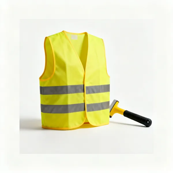 A yellow high visibility vest with reflective bands