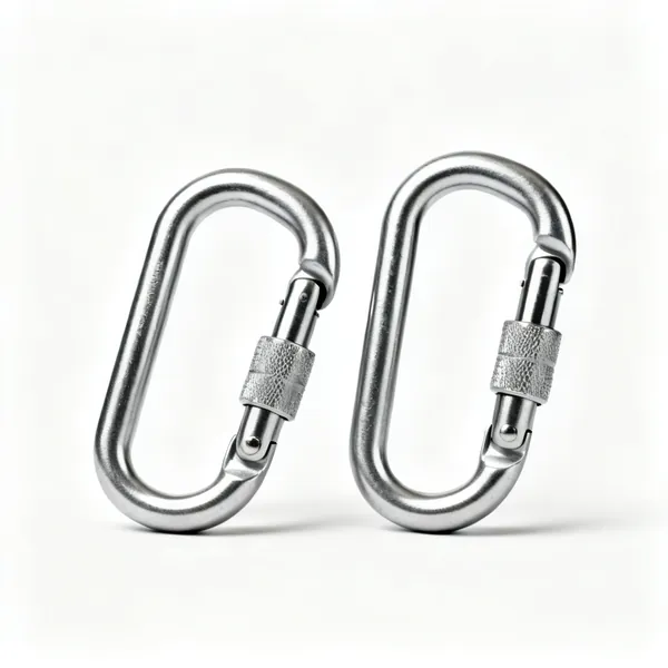 Screwgate karabiners: Two steel screwgate locking karabiners