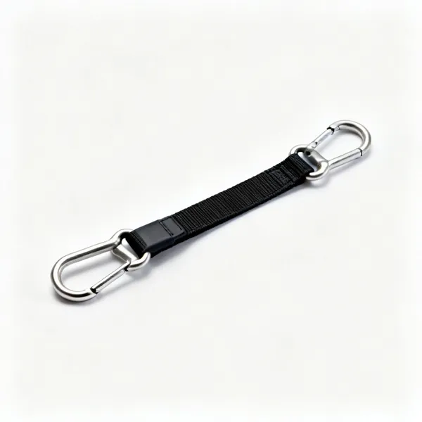 A short webbing restraint lanyard with a snap hook at each end
