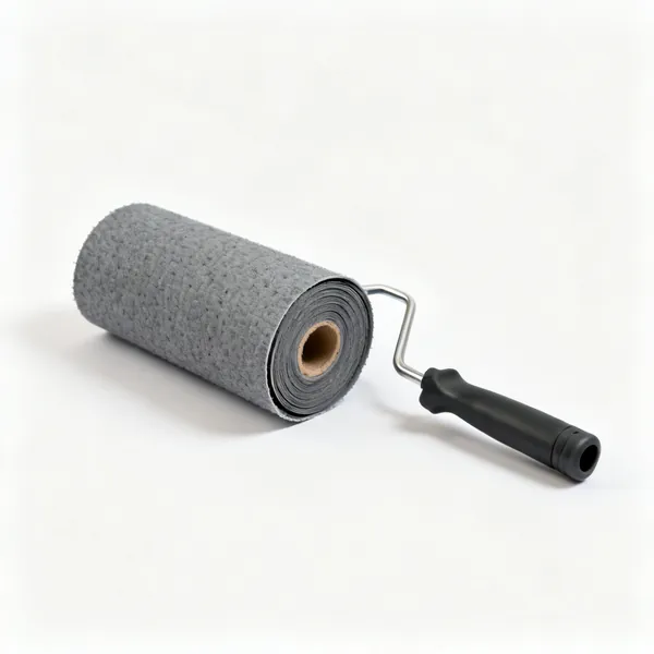 A roll of grey roofing separation membrane partly unrolled