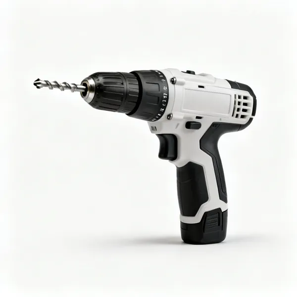 A cordless screw gun with a depth setting nose and a hex socket bit