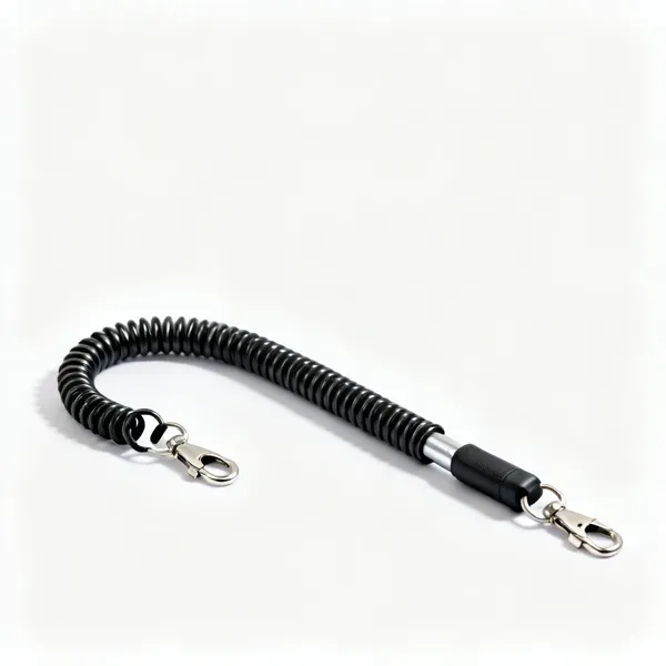 Tool lanyards: A coiled tool lanyard tether with a clip at each end