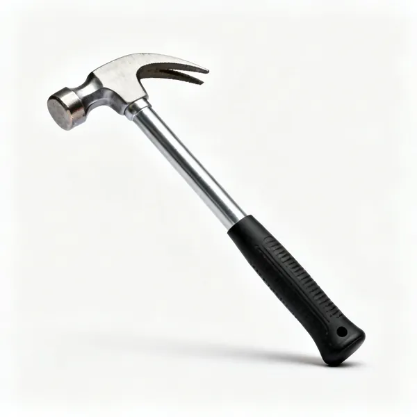 A claw hammer with a steel shaft