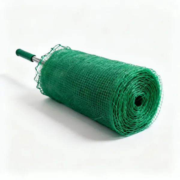 Debris netting: A roll of green debris safety netting