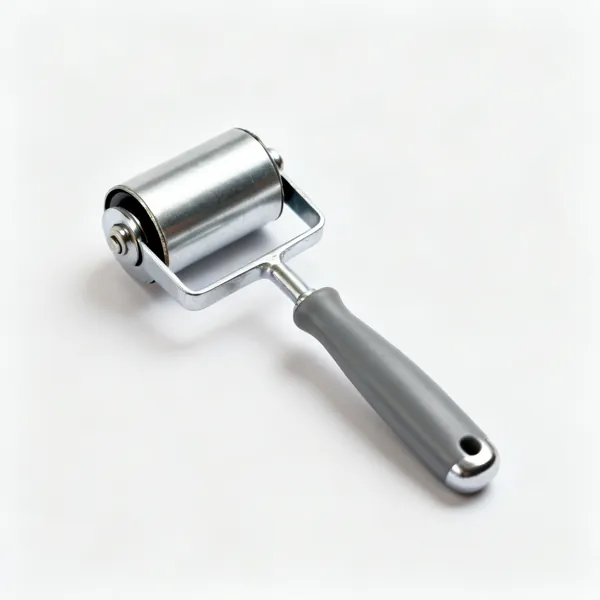 A metal seam roller with a handle