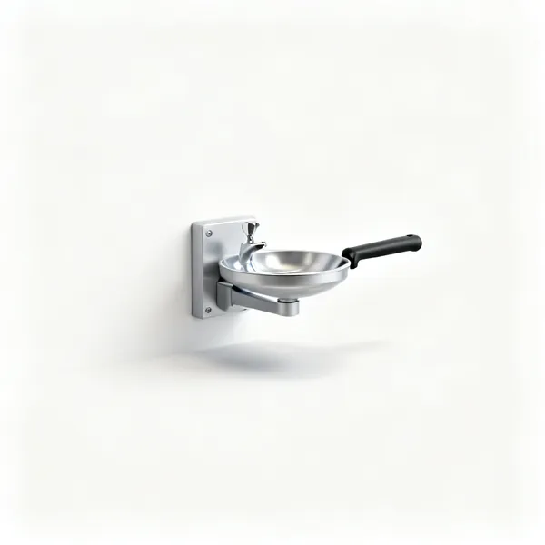 A wall mounted eyewash station