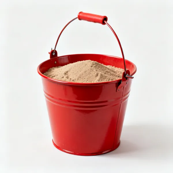 Fire watch kit: A red fire bucket with sand