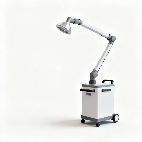 A portable fume extractor with an arm