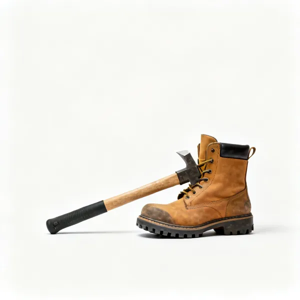 Slip resistant soles: A work boot showing a slip resistant sole