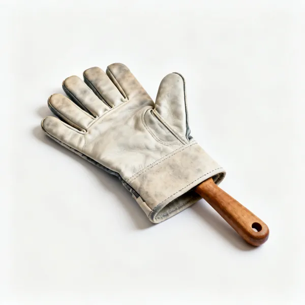 Heat resistant gloves: A pair of heat resistant leather gauntlets