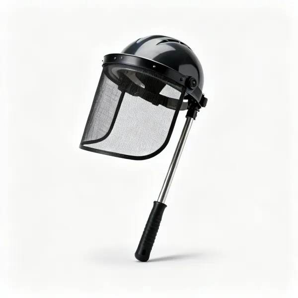 Mesh visor: A mesh safety visor on a helmet