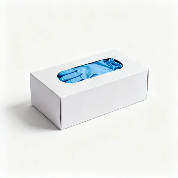 A box of blue disposable nitrile gloves