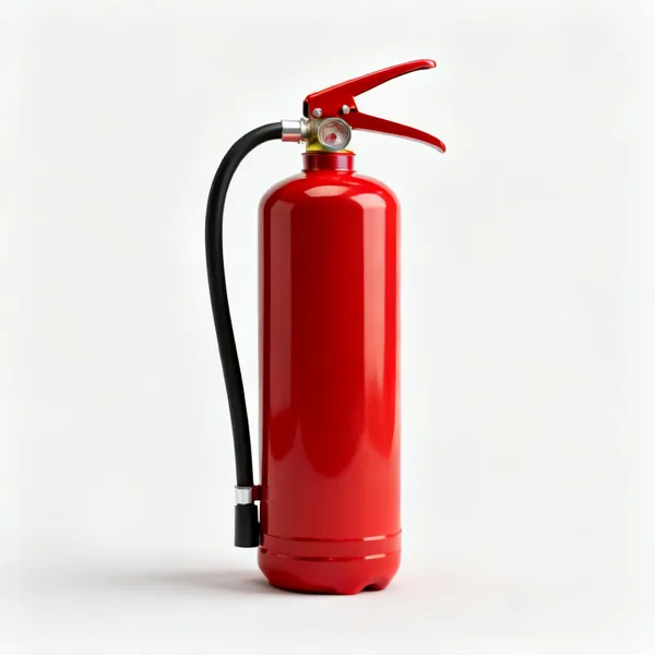 Dry powder extinguisher: A red dry powder fire extinguisher