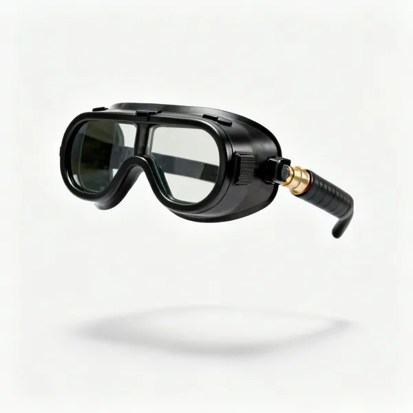 A pair of shaded gas welding goggles