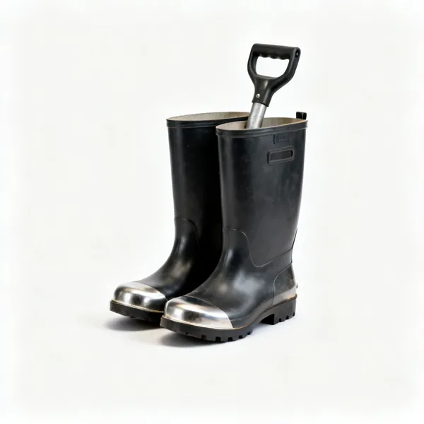 Safety wellingtons: A pair of steel toe safety wellington boots