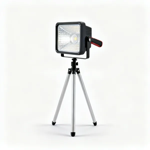 Task lighting: An LED work light on a tripod stand