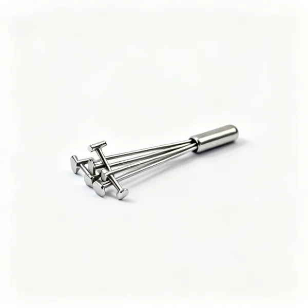 A small tight cluster of stainless steel T shaped blocking pins, centred with clear space at every edge