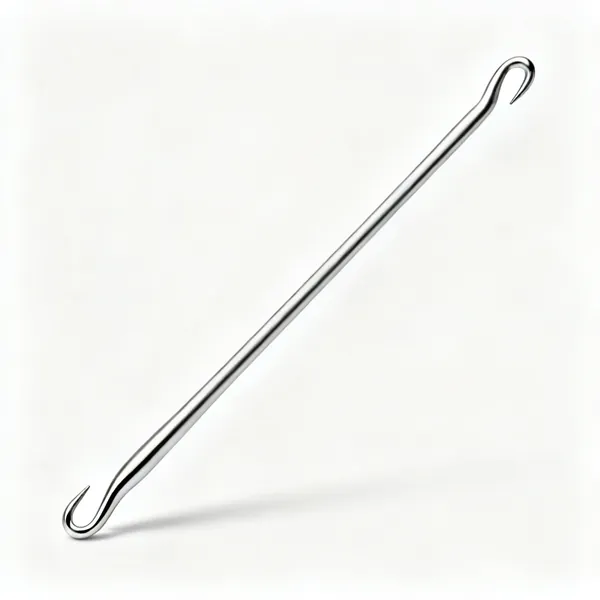 Double ended hook: A double ended crochet hook with a hook at each end of a long shaft