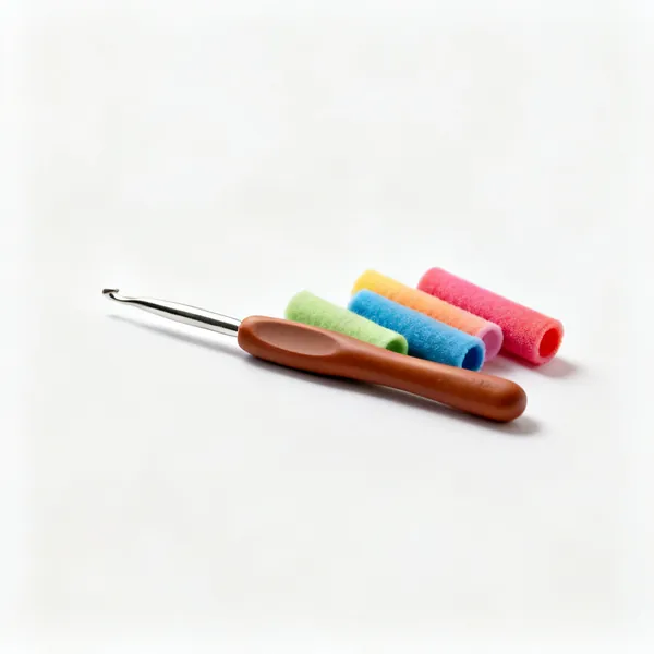 Hook grips: Several coloured foam crochet hook grip sleeves