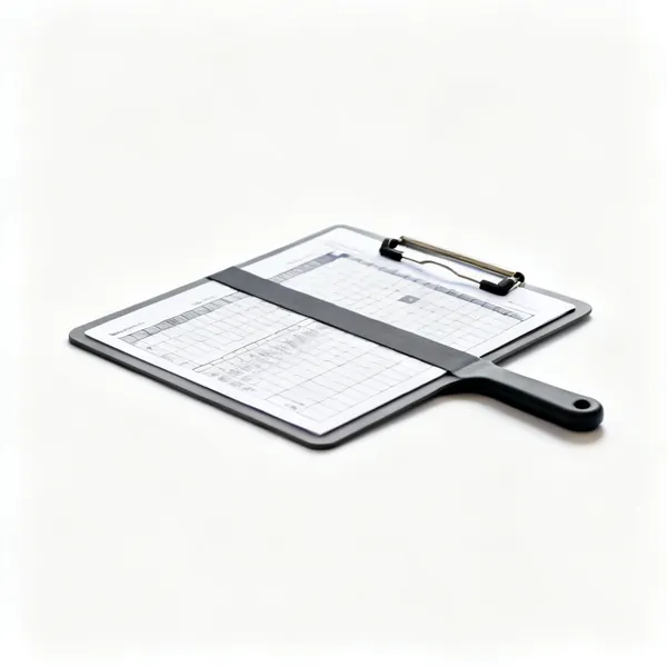 A magnetic pattern holder board with a magnetic strip across a printed chart