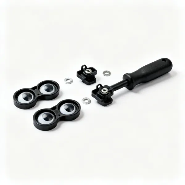 Several pairs of black plastic safety eyes with locking washers