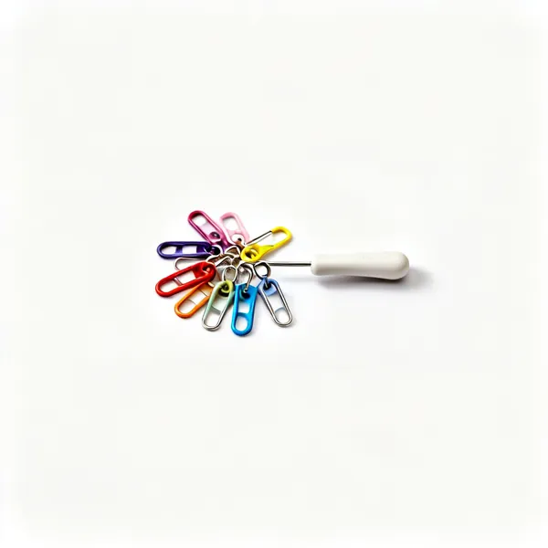Stitch markers: A handful of coloured locking stitch marker clips