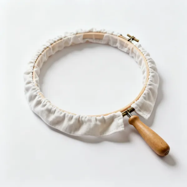 A fabric grime guard sleeve fitted around an embroidery hoop