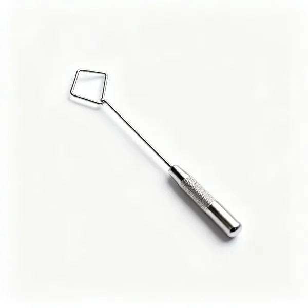 A small metal needle threader with a wire diamond loop
