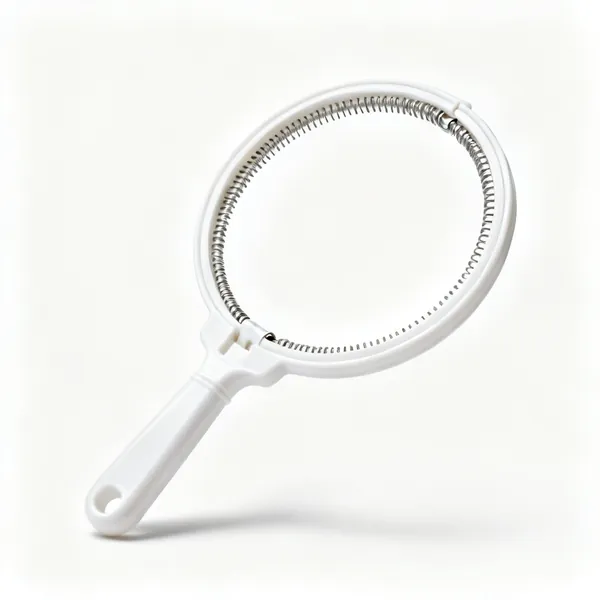 Spring tension hoop: A plastic embroidery hoop with a sprung metal inner ring