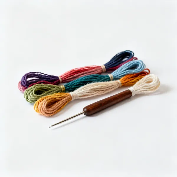 Several skeins of stranded cotton embroidery thread in assorted colours