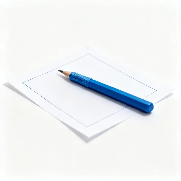 Iron on transfer pencil: A blue iron on embroidery transfer pencil beside a sheet of traced paper