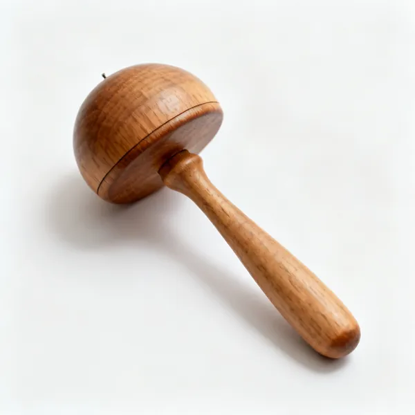 A wooden darning mushroom with a rounded top and a handle