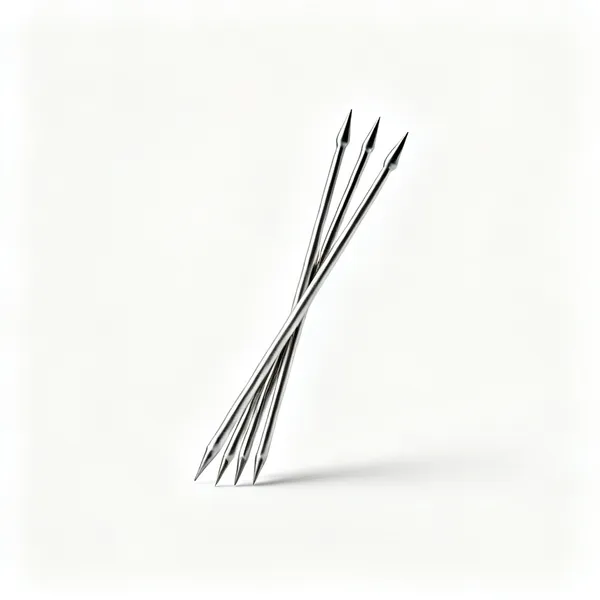 Double pointed needles: A set of five short double pointed knitting needles with points at both ends