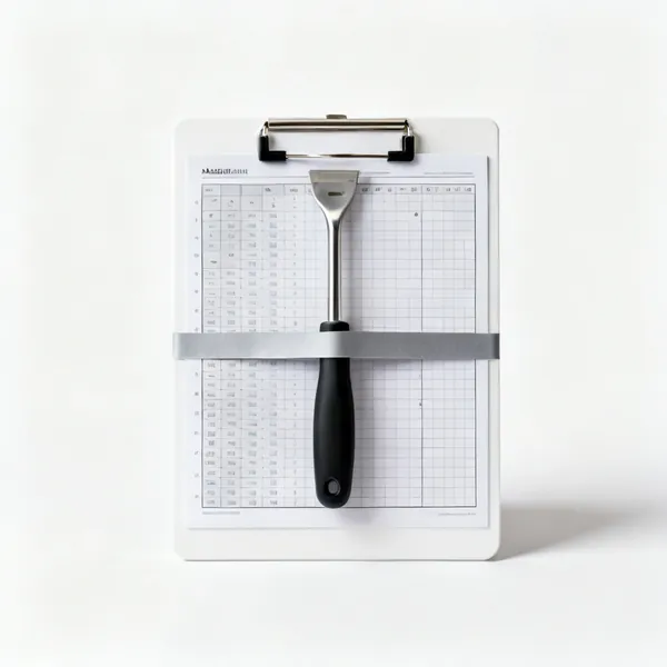 A magnetic pattern holder board with a magnetic strip across a printed chart