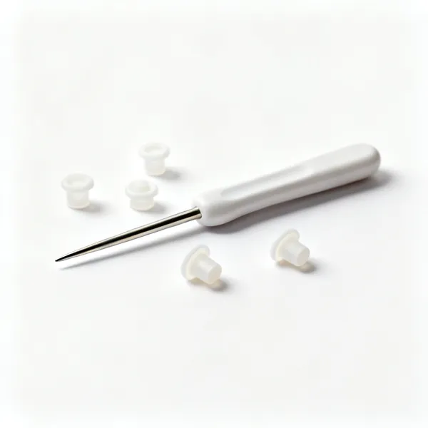 Point protectors: Several small rubber knitting needle point protector caps