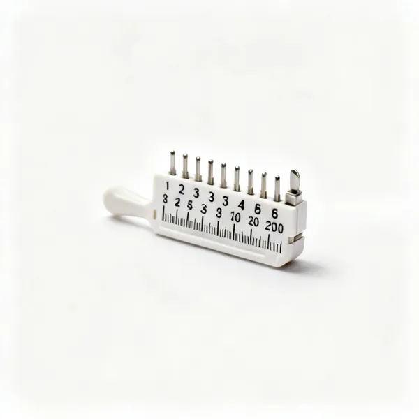 A small mechanical knitting row counter with a numbered dial