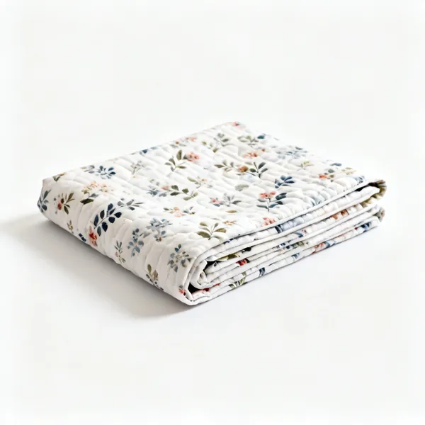 A folded length of printed cotton quilt backing fabric