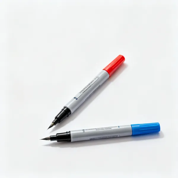 Fabric marker: Two fabric marking pens with fine tips and coloured caps