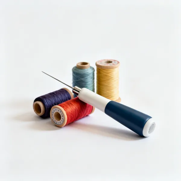 Several spools of quilting thread in varied colours