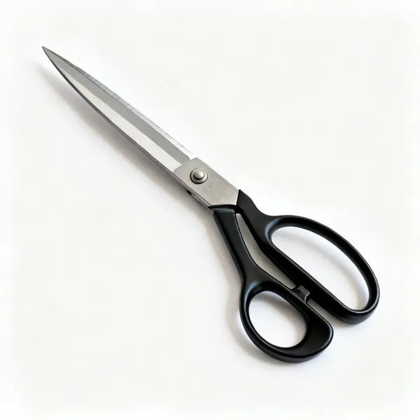 Fabric scissors: A pair of large fabric shears with black handles